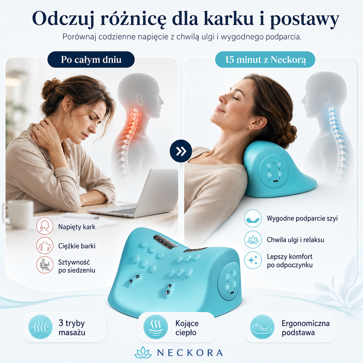 Neckora™ CerviCare Pro – Termowibracyjny system masażu szyi